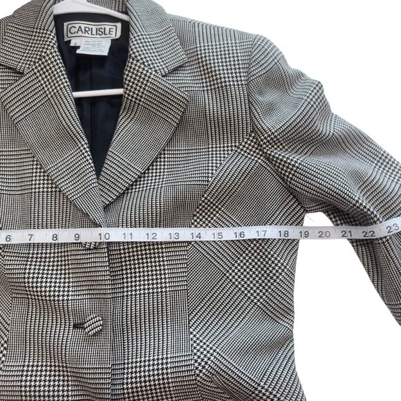 Carlisle Women's Houndstooth Blazer Jacket Size 6 100% Wool & Silk Made In Hong - Picture 3 of 12